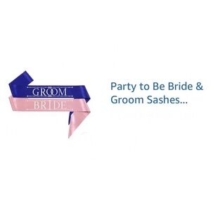Bride & Groom Sashes - Blue and Pink